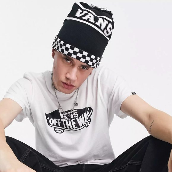 Vans WM Spirit Pom Black Checker Beanie Skateboarding Hat Women Men VN0A5LG3BLK - Picture 5 of 9